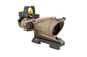 TRIJICON ACOG 4x32 Dark Earth Brown Scope, Dual Illumination Red Crosshair Reticle w/ 3.25 MOA RMR Sight -- Shop Demo